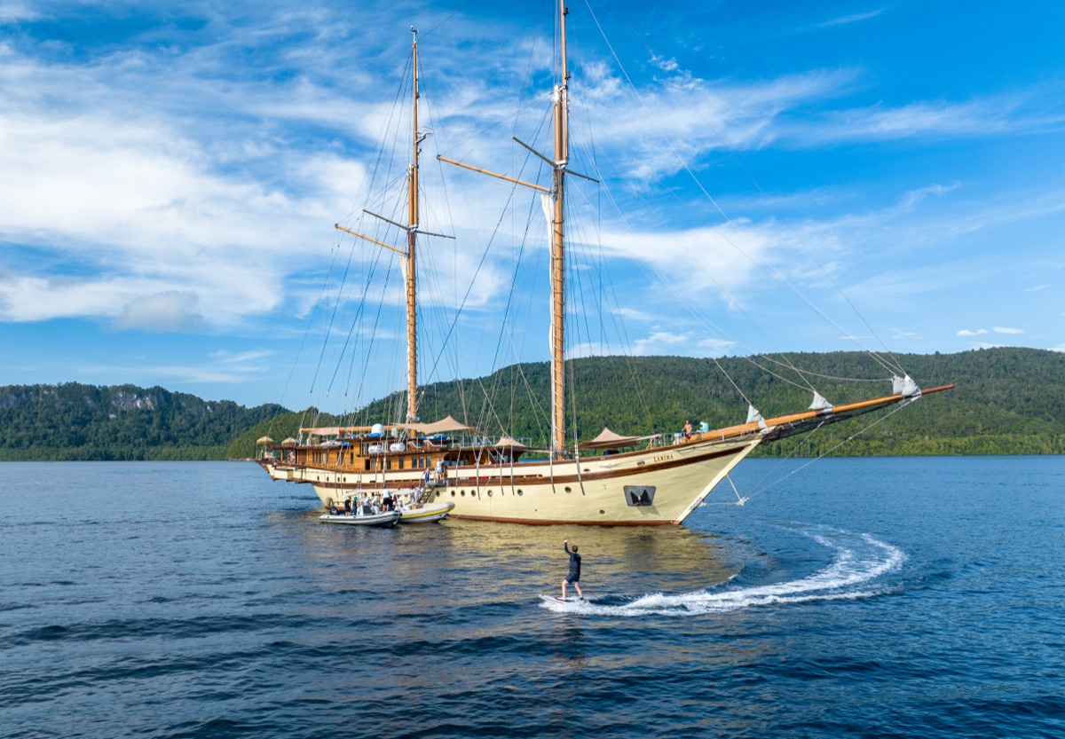 Yacht in tropical waters